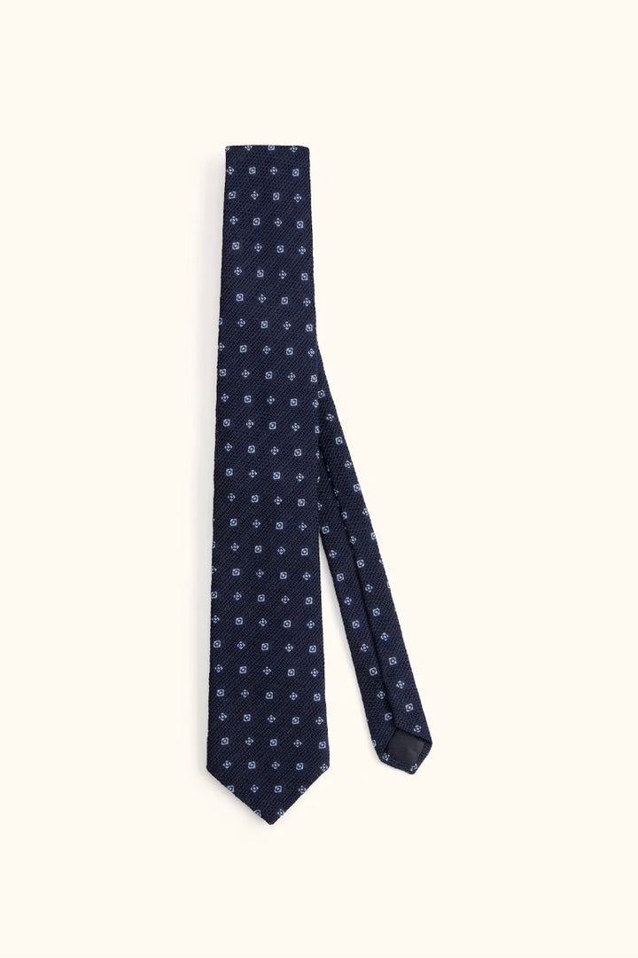 OSCAR JACOBSON Wool Silk Tie Dark Blue - Dale
