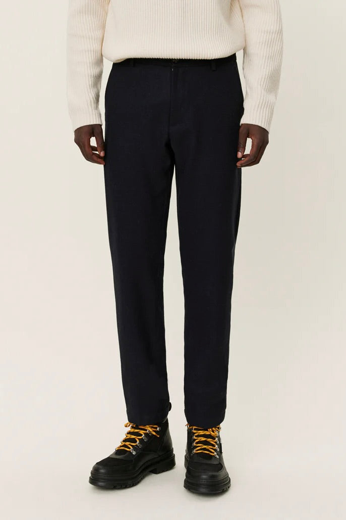 LES DEUX Como Reg Wool Suit Pants Dark Navy Melange - Dale