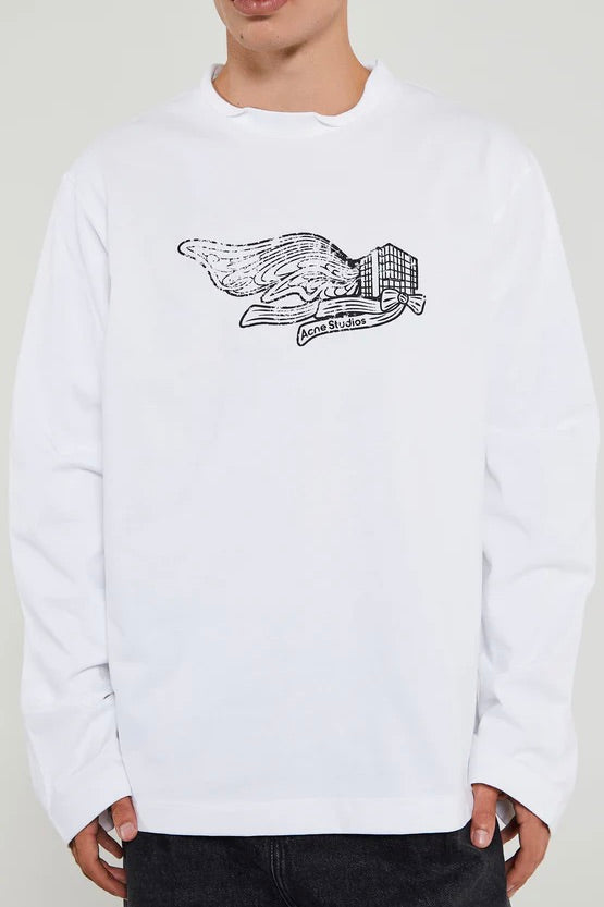 ACNE STUDIOS Long Sleeve T-Shirt with Print Optic White - Dale