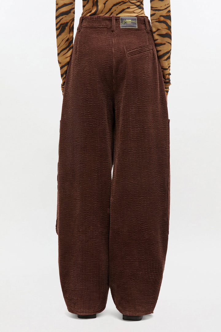 GANNI Corduroy Curved Trousers Chicory Coffee - Dale