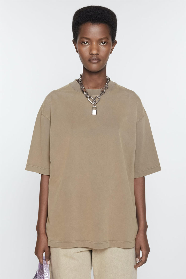 ACNE STUDIOS Crew Neck T-shirt Taupe Brown - Dale