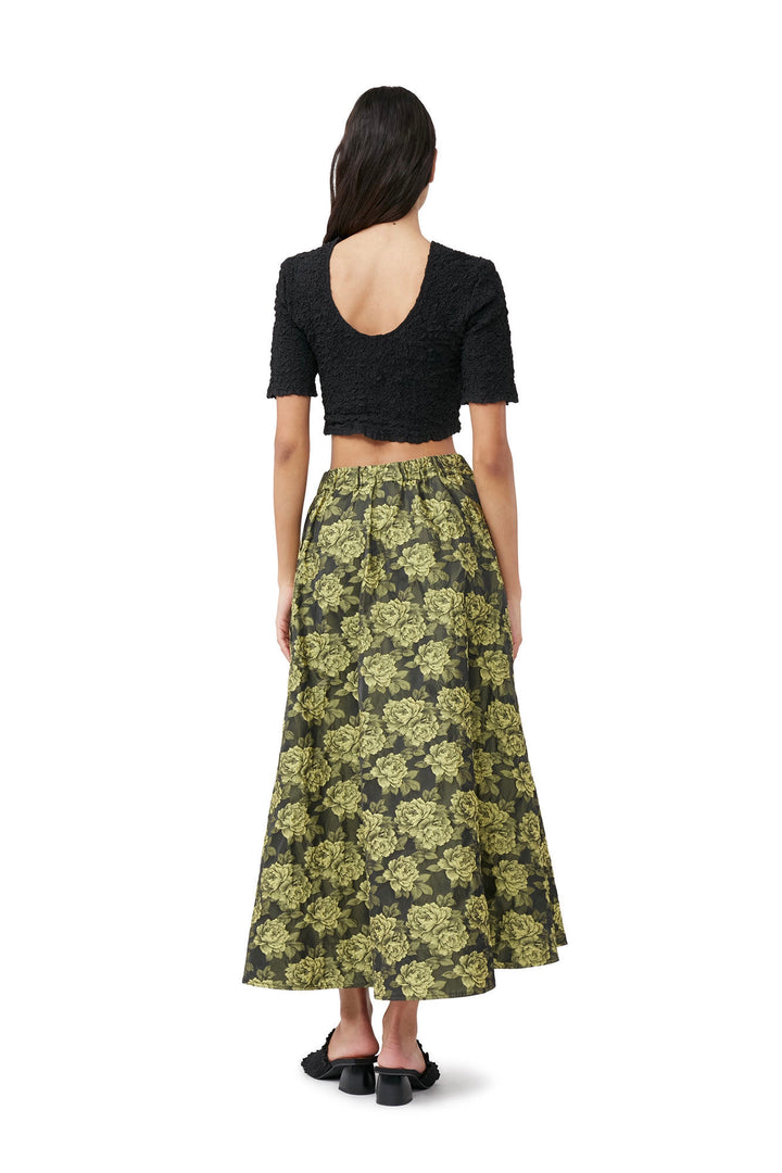 GANNI Cotton Poplin O-neck Cropped Smock Top - Dale