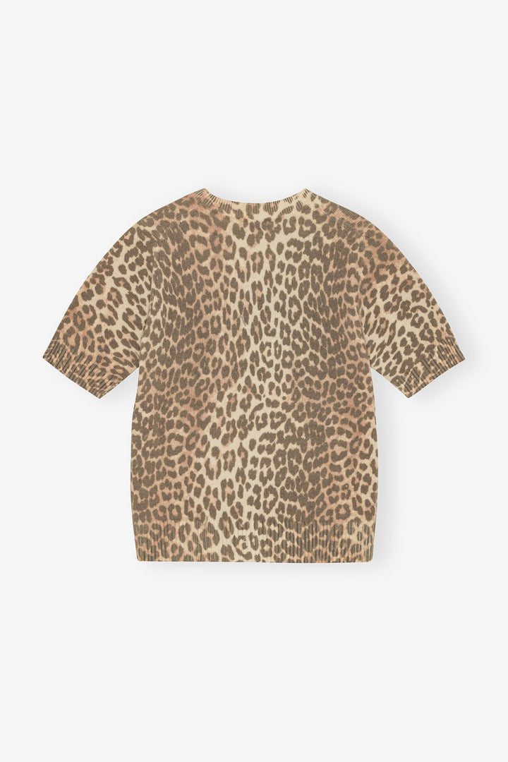GANNI Wool Mix Printed Leopard T-shirt - Dale