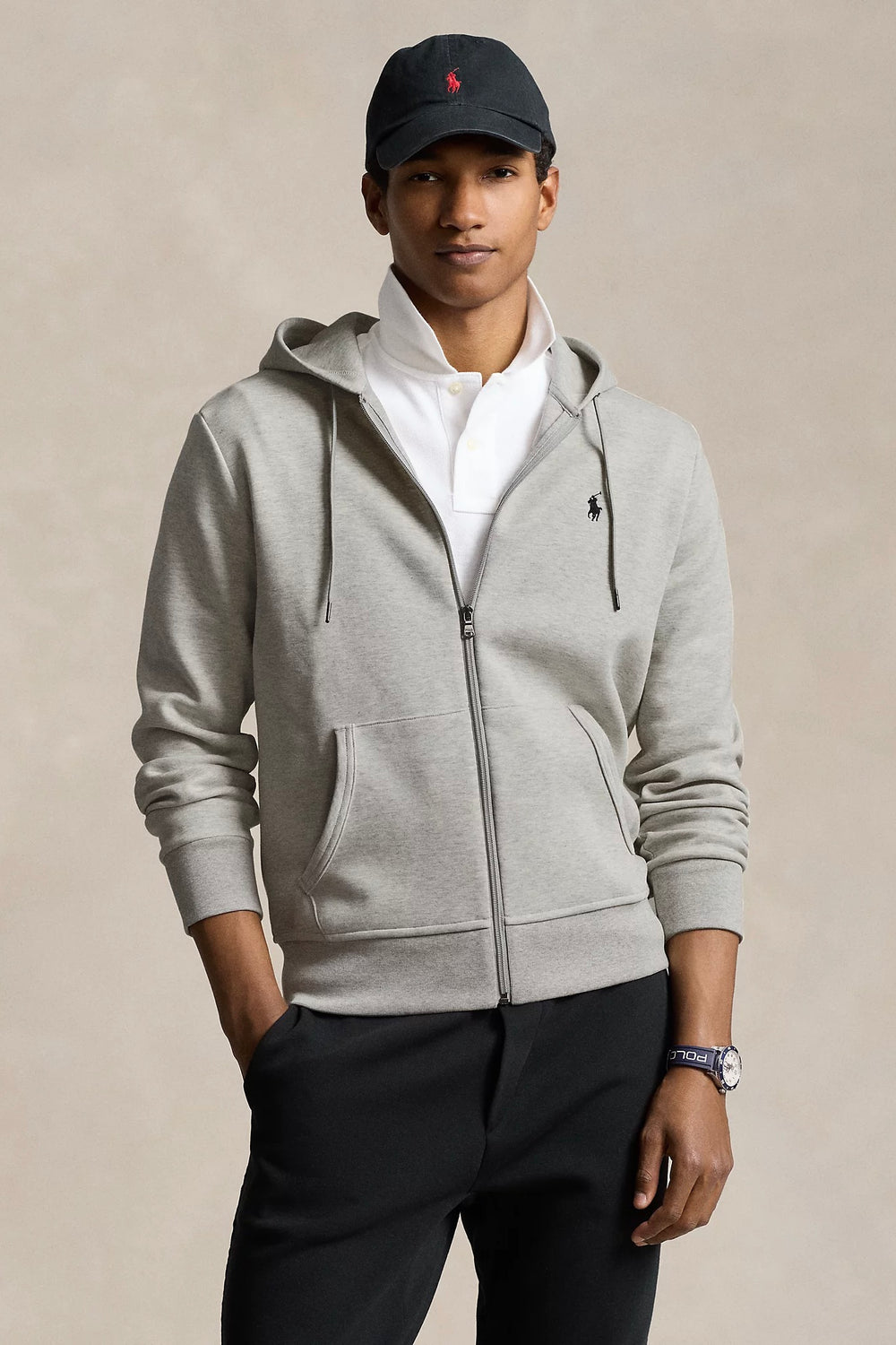 POLO RALPH LAUREN Double-Knit Full-Zip Hoodie Lt Sport Heather - Dale