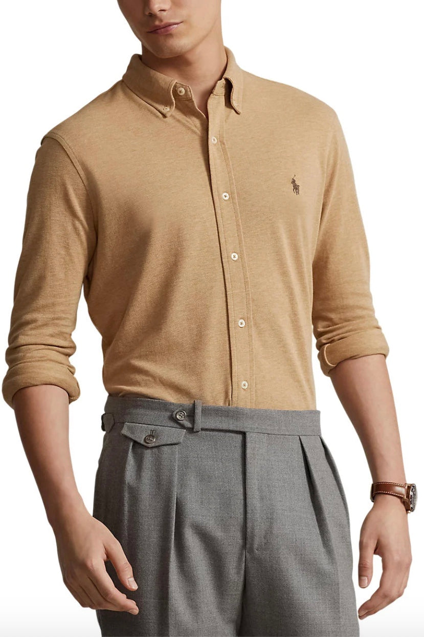 POLO RALPH LAUREN Featherweight Mesh Shirt Camel Classic Heather - Dale