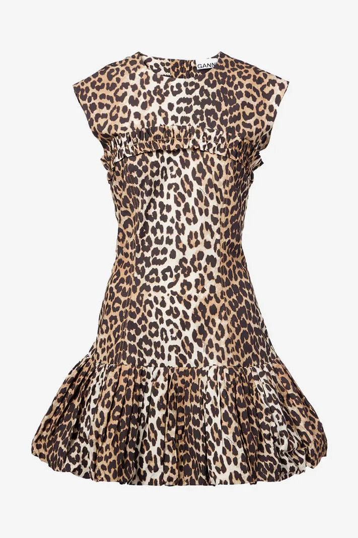 Leopard Printed Cotton Corset Mini Dress