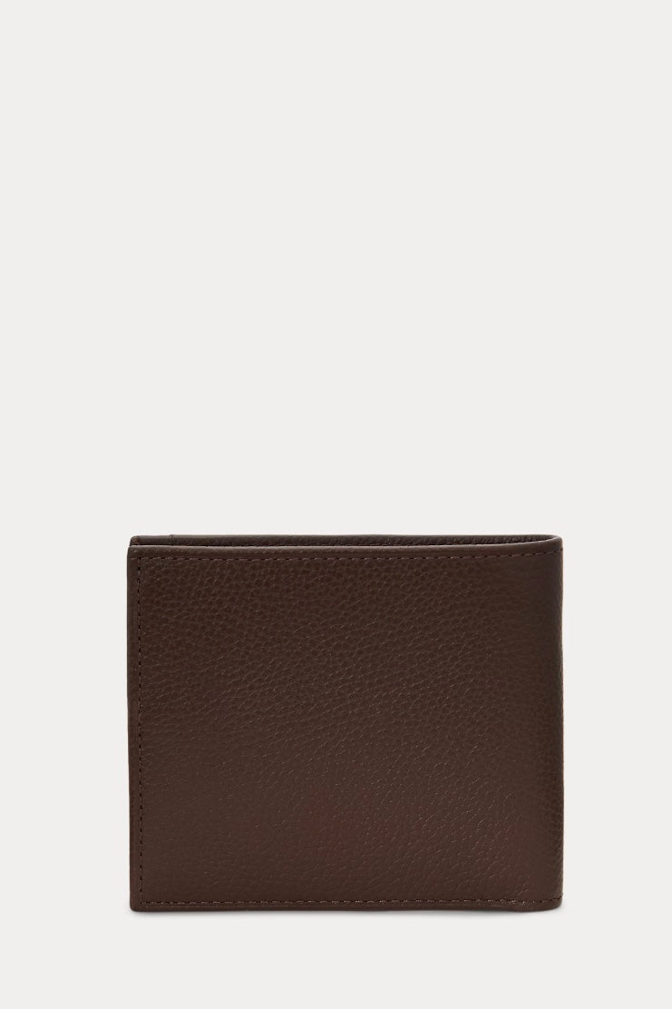 POLO RALPH LAUREN Pebbled Leather Wallet Dark Brown - Dale