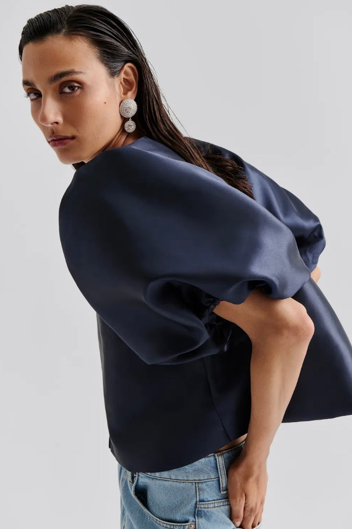 BY MALINA Cleo Pouf Sleeve Blouse Dark Blue - Dale