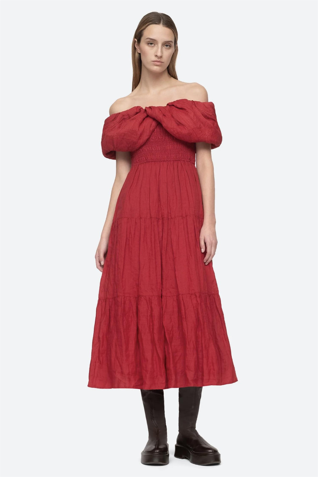 SEA NEW YORK LOREN SOLID OFF SHOULDER DRESS - Dale