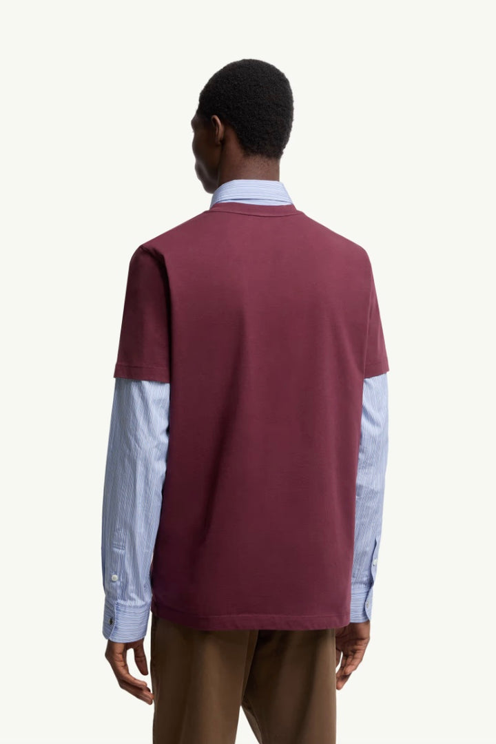 MONCLER Flocked Logo Cotton T-Shirt Burgundy - Dale