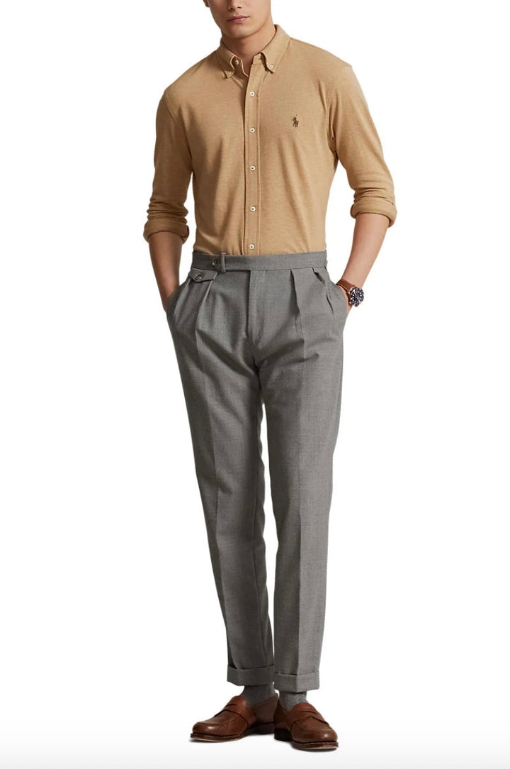 POLO RALPH LAUREN Featherweight Mesh Shirt Camel Classic Heather - Dale