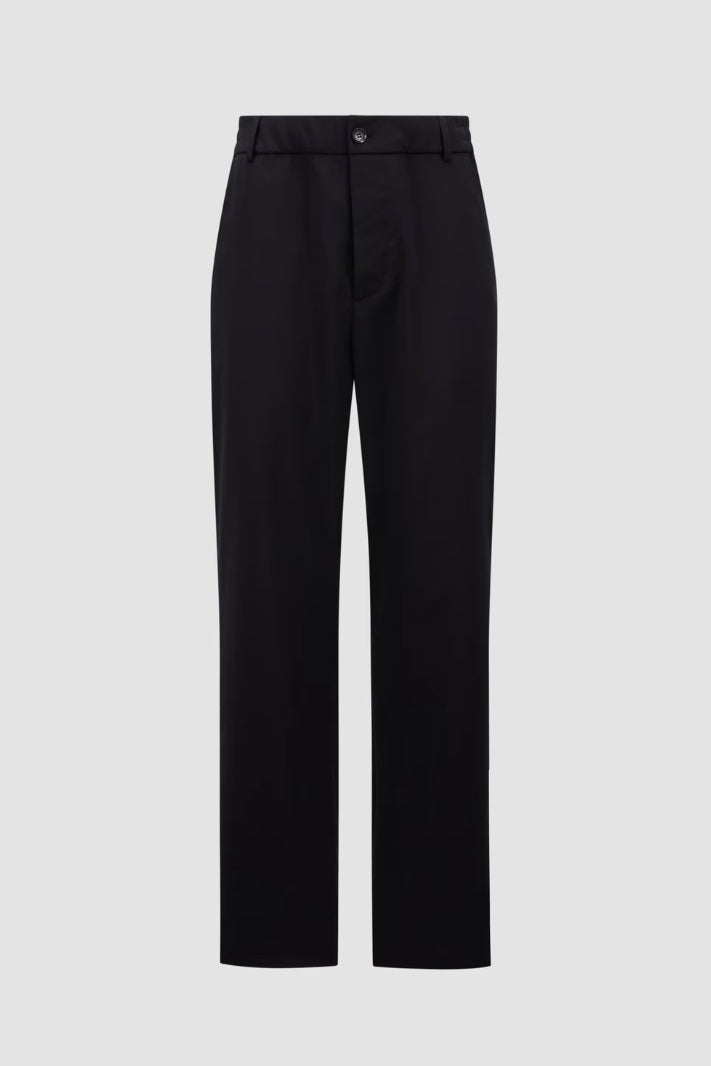 MONCLER Wool Gabardine Tailored Trousers Dark Blue - Dale