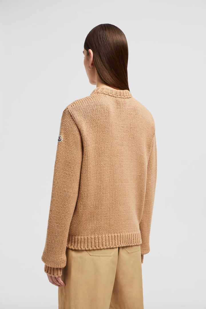 MONCLER Embroidered Logo Cotton Jumper Camel Beige - Dale