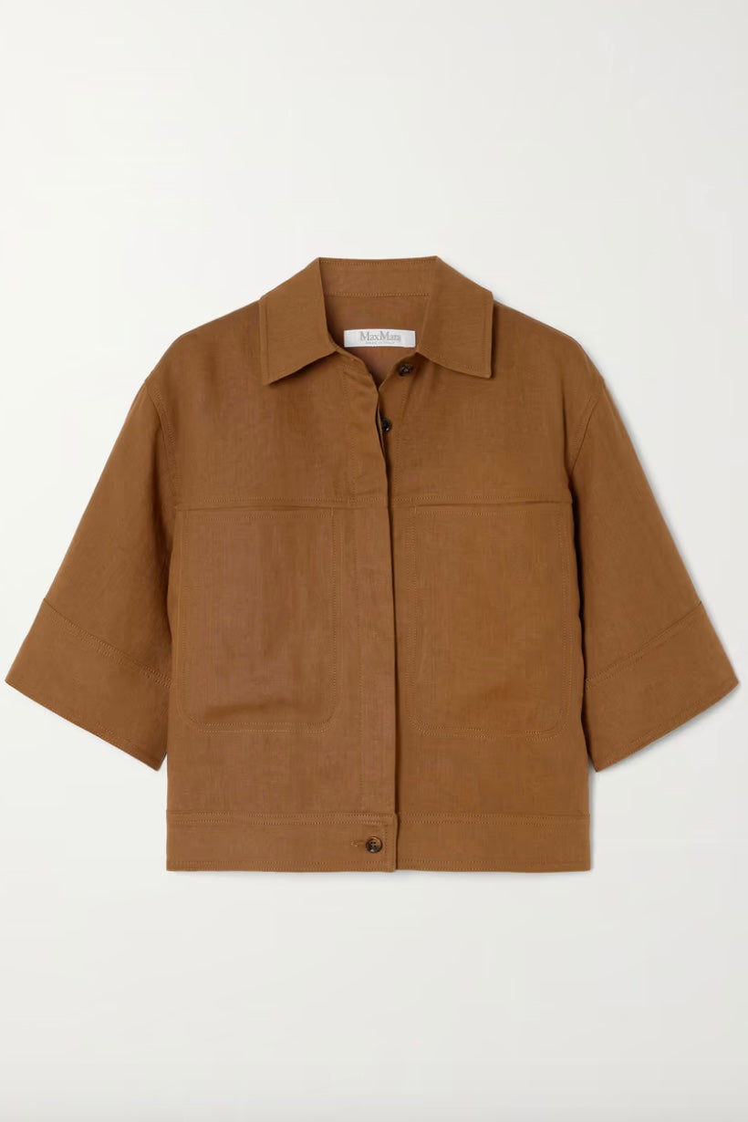 MAX MARA Rito Cropped Linen Shirt - Dale