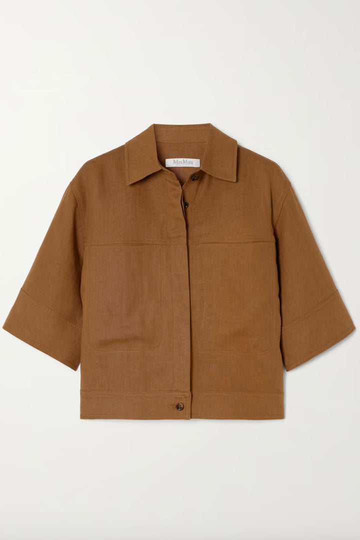 MAX MARA Rito Cropped Linen Shirt - Dale