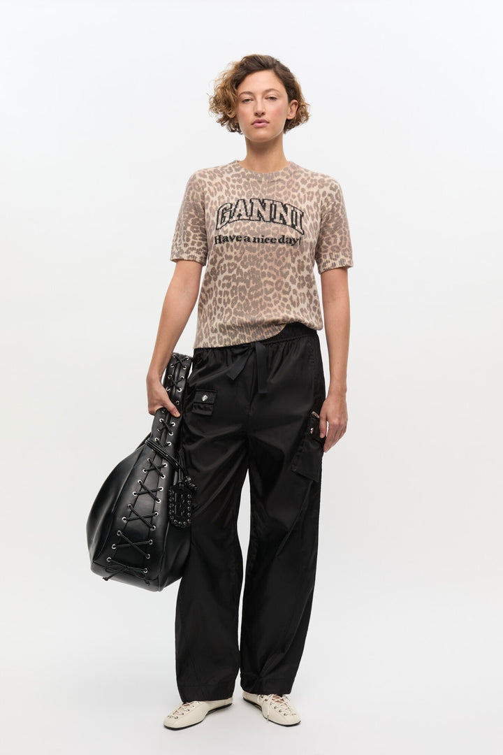 GANNI Wool Mix Printed Leopard T-shirt - Dale