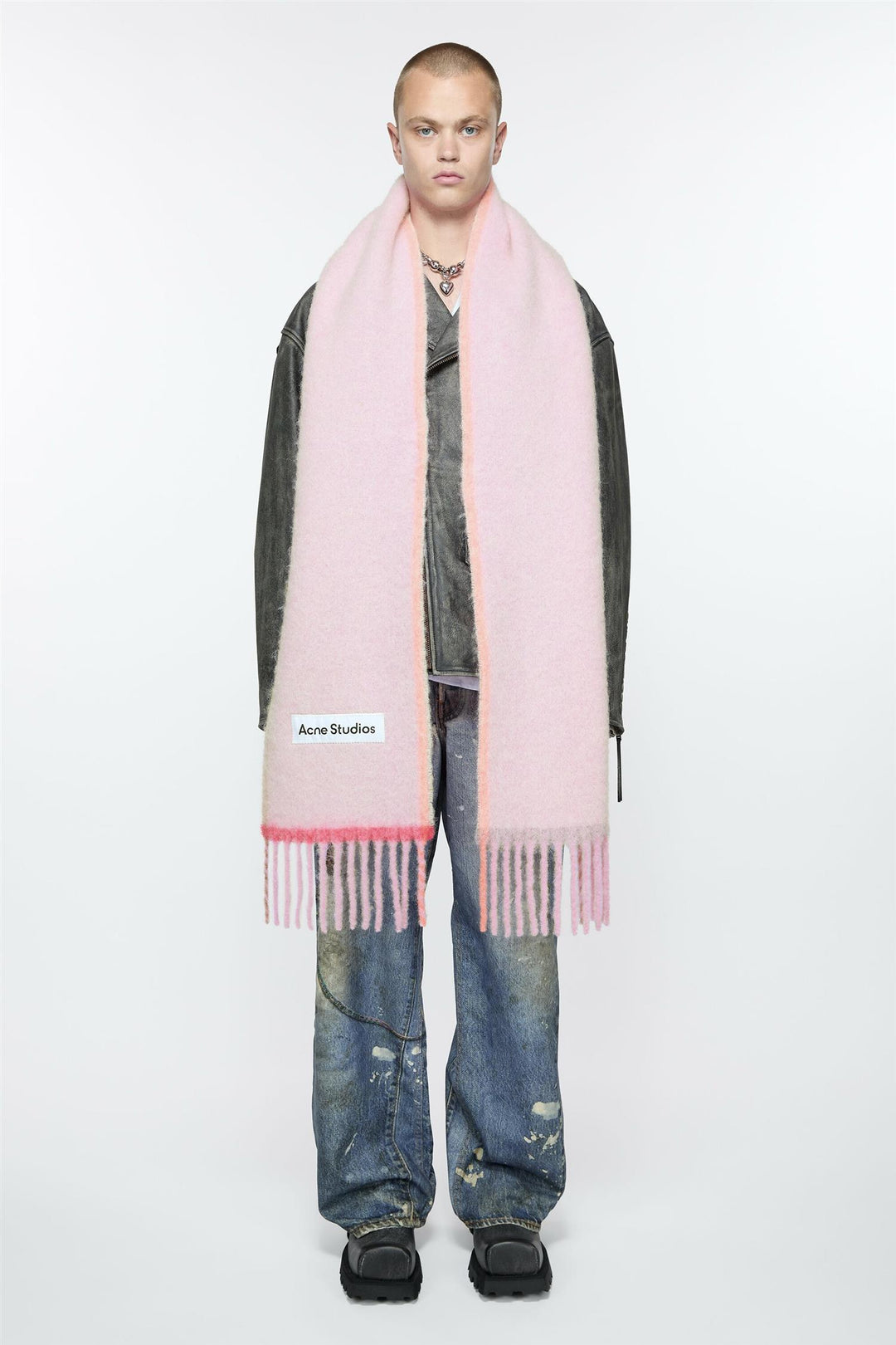 ACNE STUDIOS Wool Mohair Narrow Scarf Pink - Dale