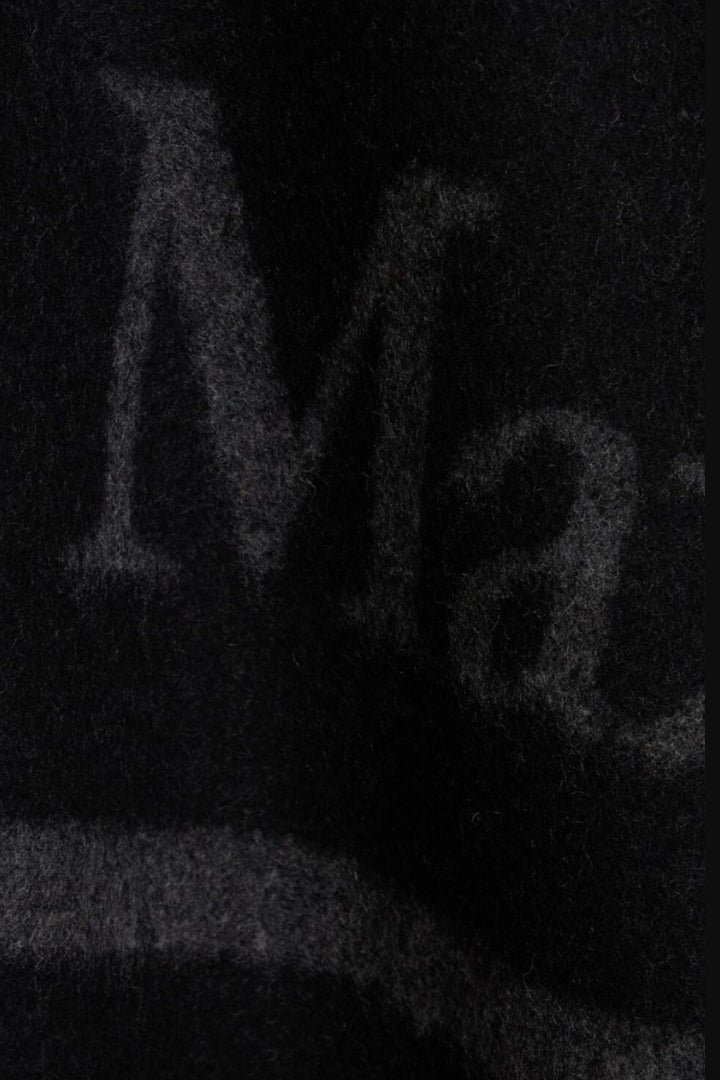 MAX MARA Hilde Jacquard logo-decorated wool poncho Black - Dale