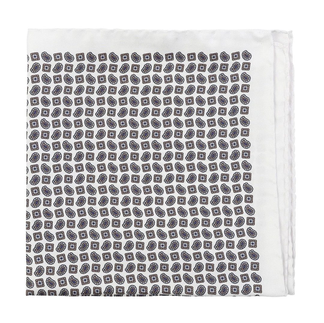 Silk Pocketsquare White Pattern