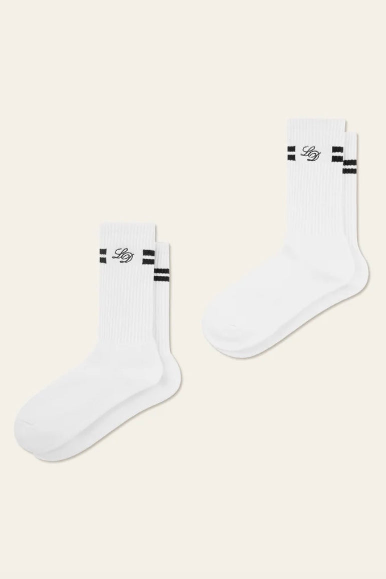 LES DEUX Les Deux Half Terry Socks 2-Pack White - Dale