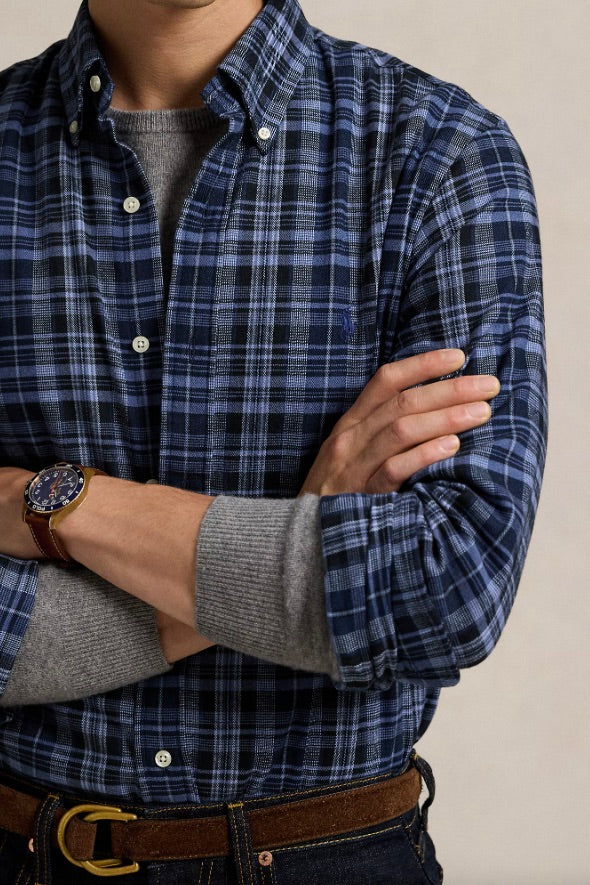 POLO RALPH LAUREN Custom Fit Plaid Performance Twill Shirt Blue Multi - Dale