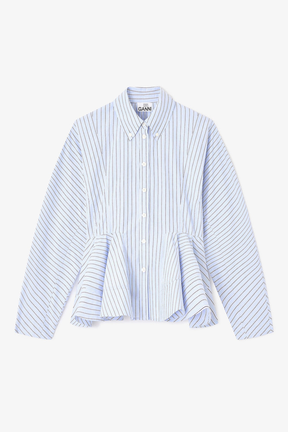 GANNI Stripe Cotton Peplum Shirt - Dale