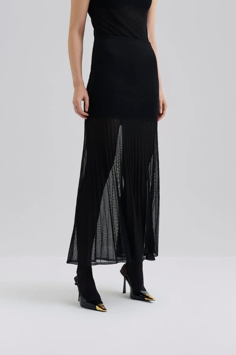 BY MALINA Calina Sheer Knitted Maxi Skirt - Dale
