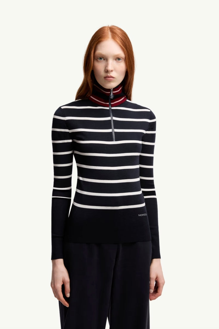 MONCLER Striped Wool Polo Neck Jumper - Dale