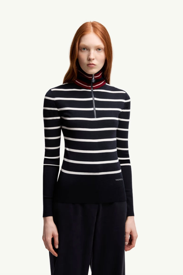 MONCLER Striped Wool Polo Neck Jumper - Dale