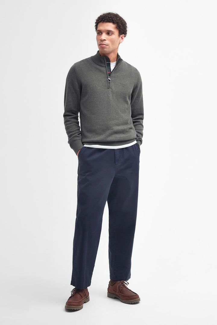 BARBOUR Cotton Half-Zip Olive Marl - Dale