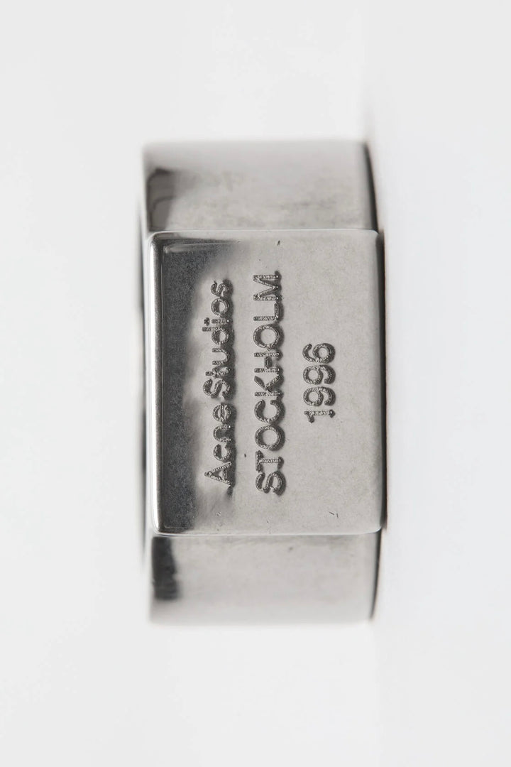 ACNE STUDIOS Logo Engraved Signet Ring Semi Matt Silver - Dale