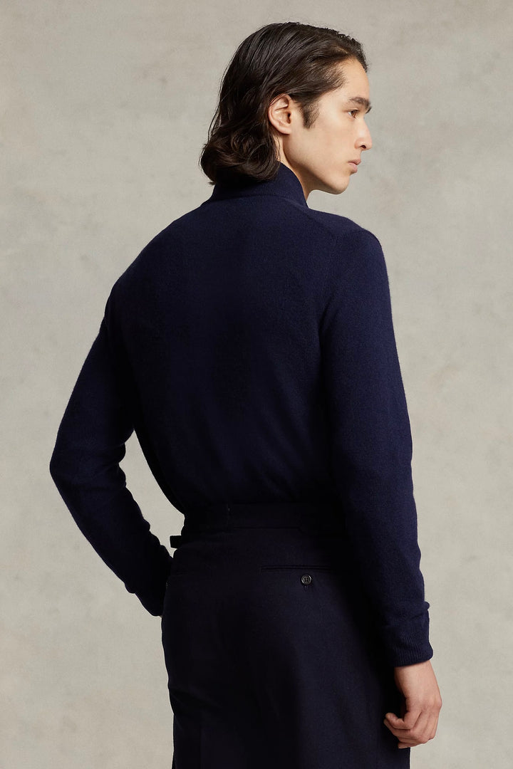 POLO RALPH LAUREN Wool Quarter-Zip Jumper Hunter Navy - Dale