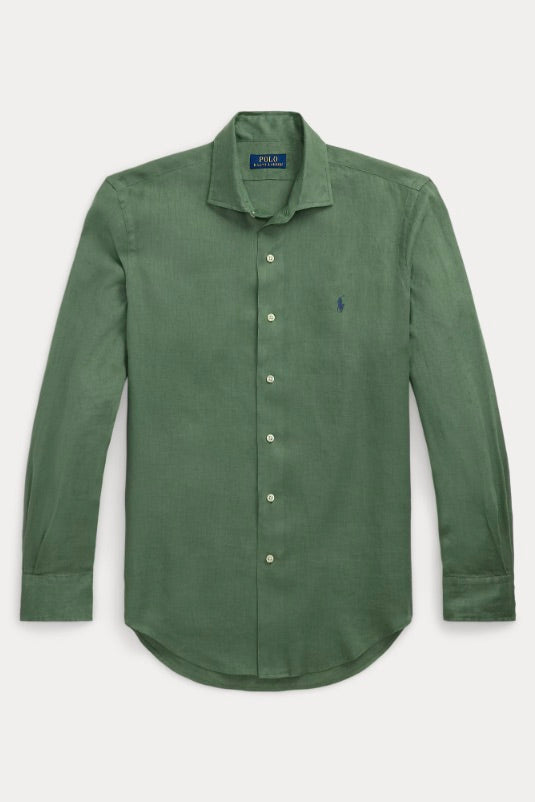 POLO RALPH LAUREN Slim Fit Linen Shirt Fatigue Green - Dale