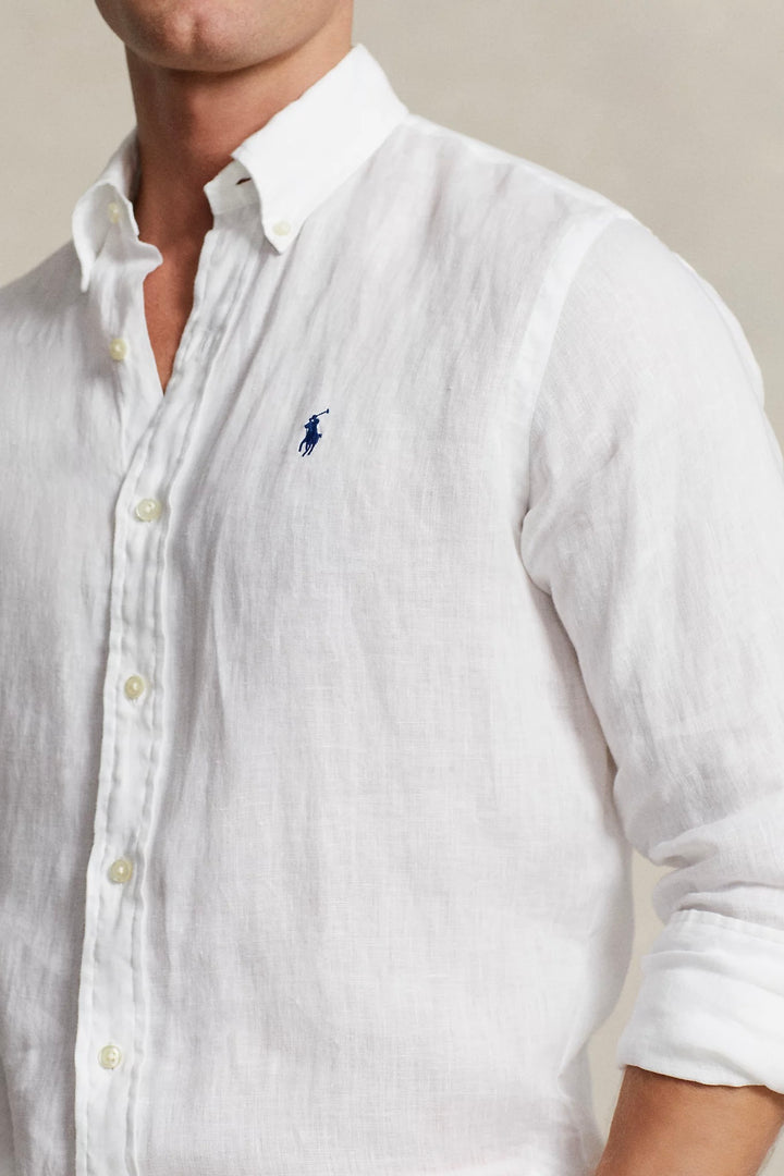 POLO RALPH LAUREN Custom Fit Linen Shirt White - Dale