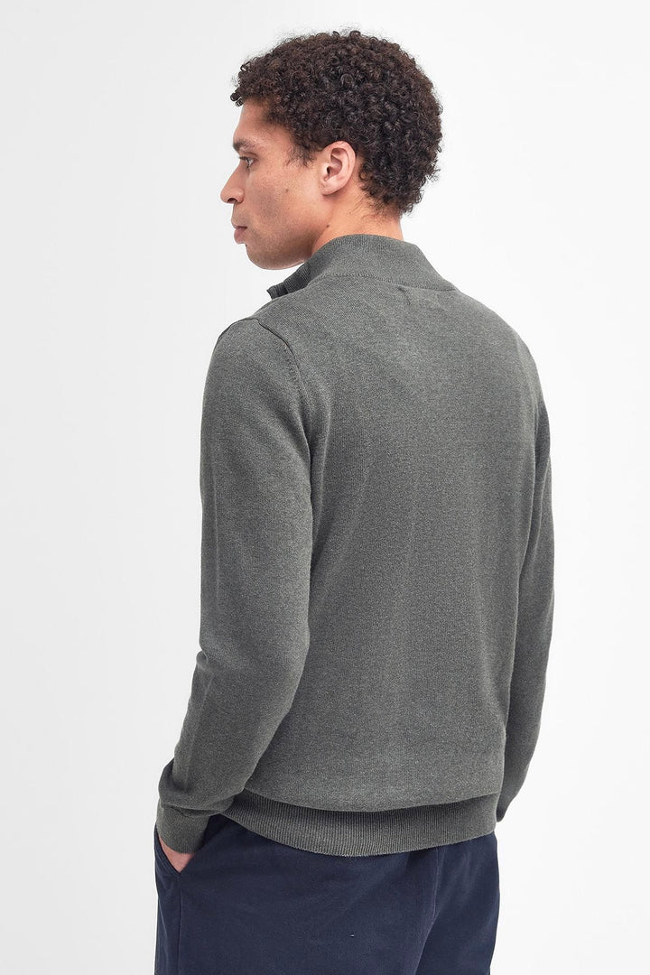 BARBOUR Cotton Half-Zip Olive Marl - Dale