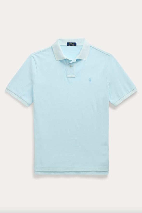 POLO RALPH LAUREN Custom Slim Mineral-Dyed Mesh Polo Shirt Sky - Dale