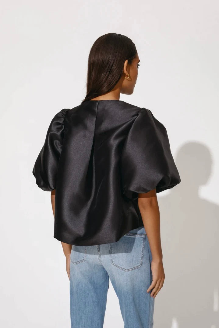 BY MALINA Cleo Pouf Sleeve Blouse Black - Dale