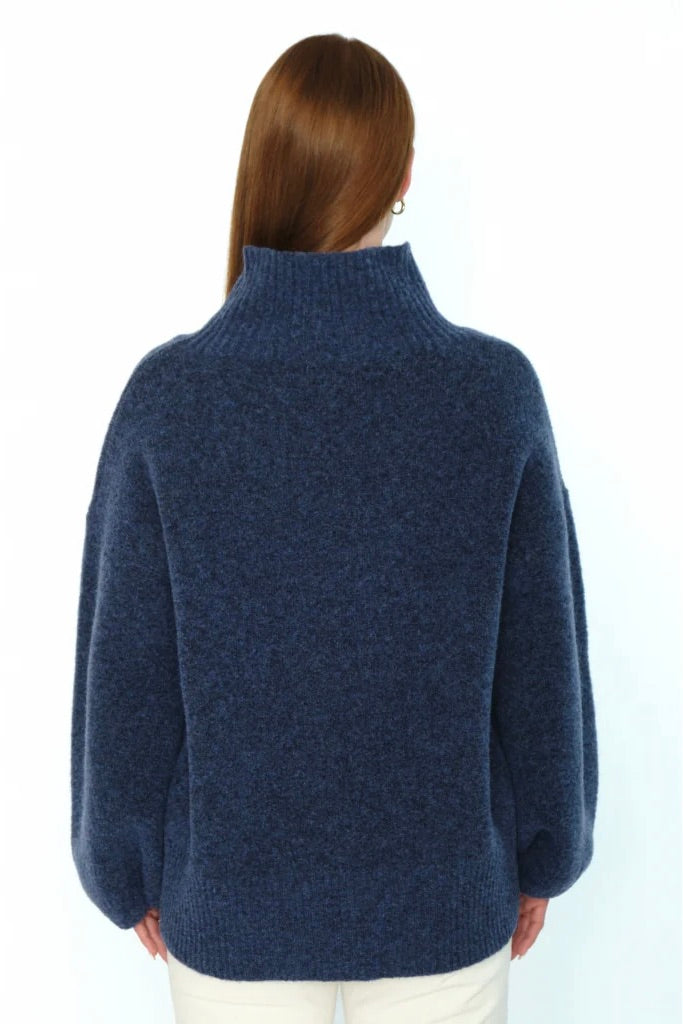 HEST Fam Patch Short Sweater True Navy - Dale