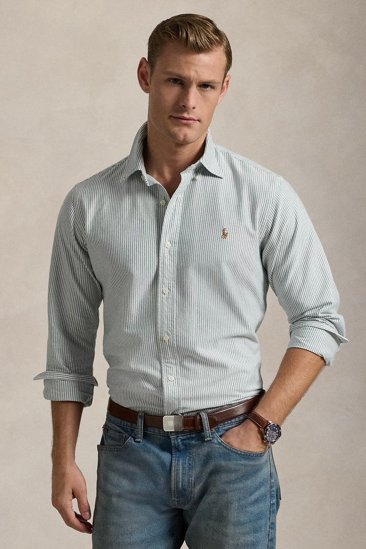 POLO RALPH LAUREN Custom Fit Striped Oxford Shirt Uni Pine/White - Dale