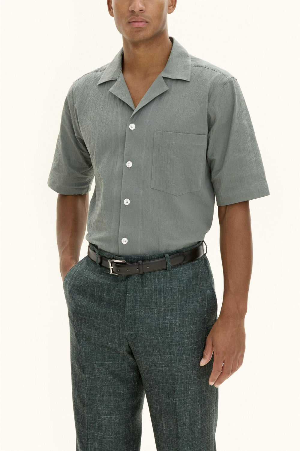 OSCAR JACOBSON Reg Fit Cuban SS Seersucker Shirt - Dale