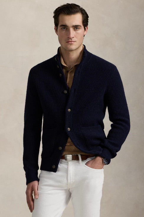 POLO RALPH LAUREN Waffle-Knit Wool-Cotton Cardigan - Dale