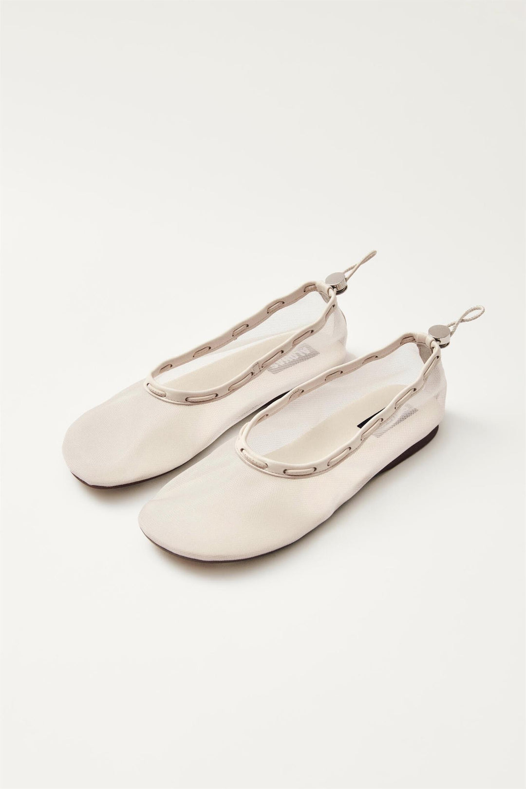 ALOHAS Gill Mesh White Leather Ballet Flats - Dale