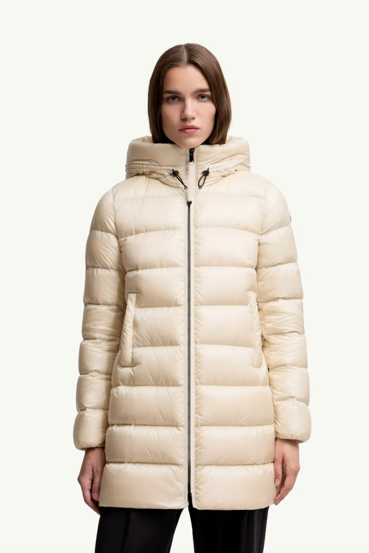 MONCLER Suyenne Hooded Mid-Length Down Jacket Light Beige - Dale