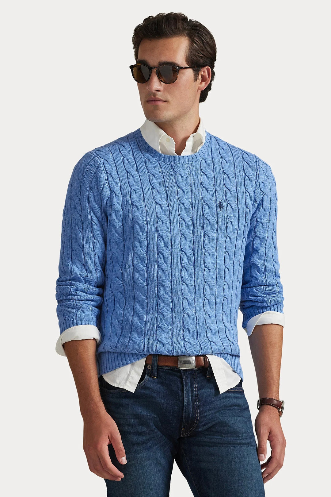 POLO RALPH LAUREN Cable-Knit Cotton Jumper Soft Royal Heather - Dale