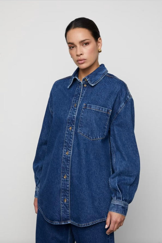 CAMILLA PIHL DENIM Alex Shirt Washed Dark Blue - Dale