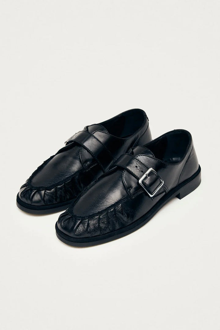 ALOHAS Brandy Black Leather Loafers - Dale