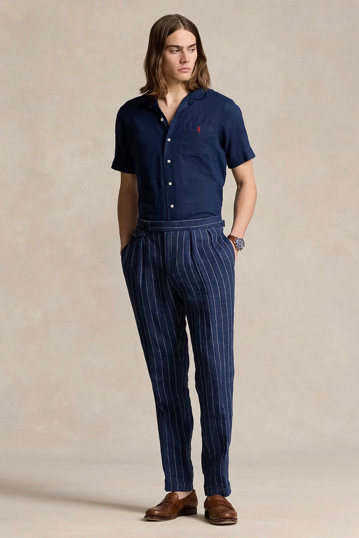 POLO RALPH LAUREN CLASSIC FIT LINEN CAMP SHIRT NEWPORT NAVY - Dale