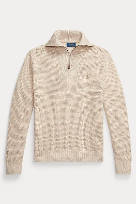 POLO RALPH LAUREN Waffle Wool-Cotton Quarter-Zip Jumper - Dale