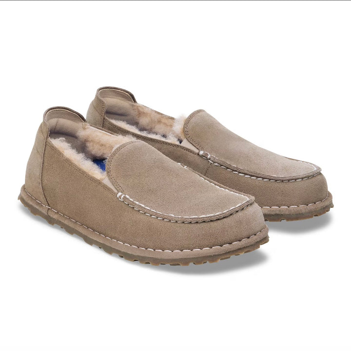 BIRKENSTOCK Utti Shearling Suede Leather Taupe Dame - Dale