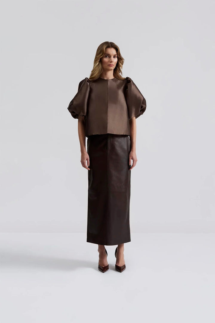 BY MALINA Cleo Pouf Sleeve Blouse Chocolate - Dale